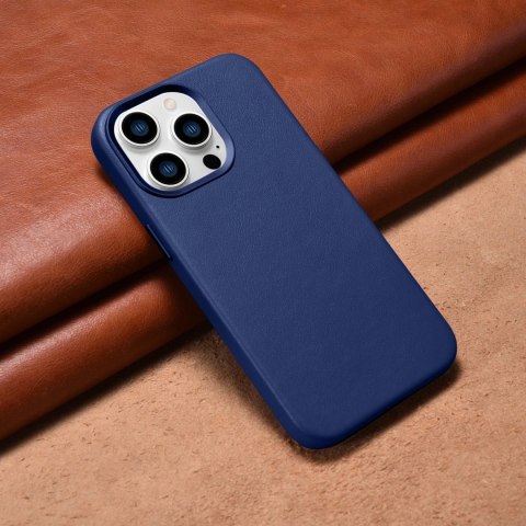 ICarer Case Leather pokrowiec etui z naturalnej skóry do iPhone 14 Pro niebieski (WMI14220706-BU) (kompatybilne z MagSafe) ICarer Case Leather pokrowiec etui z naturalnej skóry do iPhone 14 Pro niebieski (WMI14220706-BU) (kompatybilne z MagSafe)