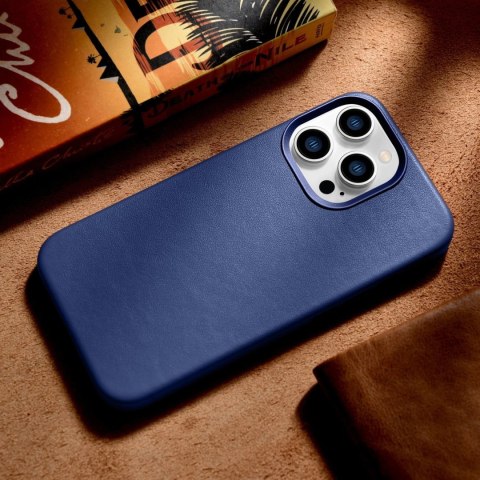 ICarer Case Leather pokrowiec etui z naturalnej skóry do iPhone 14 Pro niebieski (WMI14220706-BU) (kompatybilne z MagSafe) ICarer Case Leather pokrowiec etui z naturalnej skóry do iPhone 14 Pro niebieski (WMI14220706-BU) (kompatybilne z MagSafe)