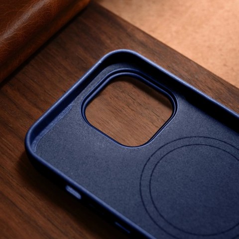 ICarer Case Leather pokrowiec etui z naturalnej skóry do iPhone 14 Pro niebieski (WMI14220706-BU) (kompatybilne z MagSafe) ICarer Case Leather pokrowiec etui z naturalnej skóry do iPhone 14 Pro niebieski (WMI14220706-BU) (kompatybilne z MagSafe)