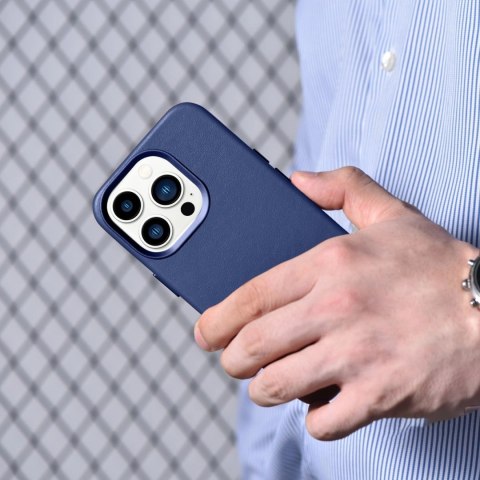 ICarer Case Leather pokrowiec etui z naturalnej skóry do iPhone 14 Pro niebieski (WMI14220706-BU) (kompatybilne z MagSafe) ICarer Case Leather pokrowiec etui z naturalnej skóry do iPhone 14 Pro niebieski (WMI14220706-BU) (kompatybilne z MagSafe)