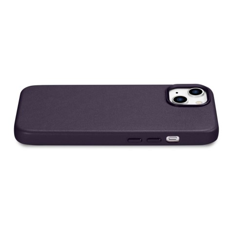 ICarer Case Leather pokrowiec etui z naturalnej skóry do iPhone 14 ciemnofioletowy (WMI14220705-DP) (kompatybilne z MagSafe)