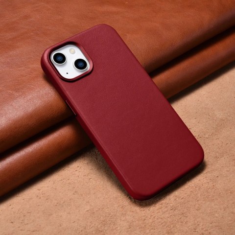 ICarer Case Leather pokrowiec etui z naturalnej skóry do iPhone 14 czerwony (WMI14220705-RD) (kompatybilne z MagSafe) ICarer Case Leather pokrowiec etui z naturalnej skóry do iPhone 14 czerwony (WMI14220705-RD) (kompatybilne z MagSafe)
