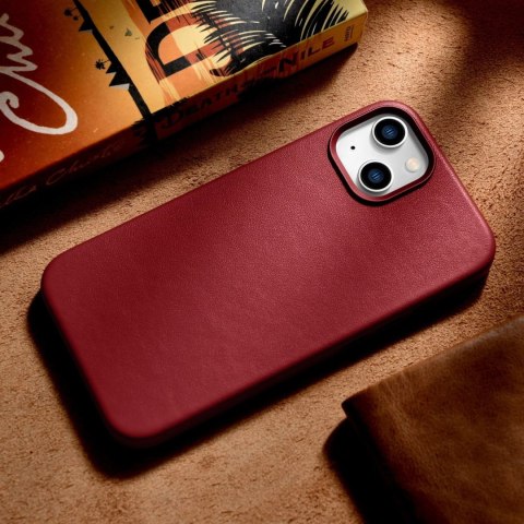 ICarer Case Leather pokrowiec etui z naturalnej skóry do iPhone 14 czerwony (WMI14220705-RD) (kompatybilne z MagSafe) ICarer Case Leather pokrowiec etui z naturalnej skóry do iPhone 14 czerwony (WMI14220705-RD) (kompatybilne z MagSafe)