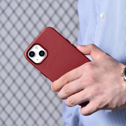 ICarer Case Leather pokrowiec etui z naturalnej skóry do iPhone 14 czerwony (WMI14220705-RD) (kompatybilne z MagSafe) ICarer Case Leather pokrowiec etui z naturalnej skóry do iPhone 14 czerwony (WMI14220705-RD) (kompatybilne z MagSafe)