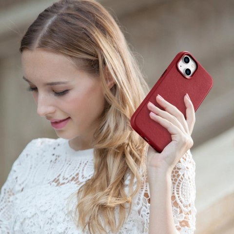 ICarer Case Leather pokrowiec etui z naturalnej skóry do iPhone 14 czerwony (WMI14220705-RD) (kompatybilne z MagSafe) ICarer Case Leather pokrowiec etui z naturalnej skóry do iPhone 14 czerwony (WMI14220705-RD) (kompatybilne z MagSafe)