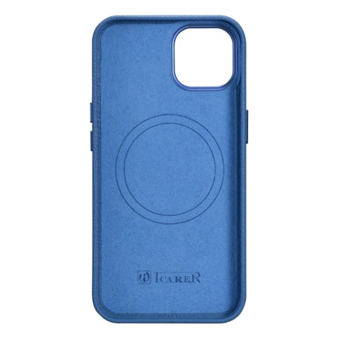 ICarer Litchi Premium Leather Case skórzane etui iPhone 14 Plus magnetyczne z MagSafe jasnoniebieski (WMI14220711-LB)