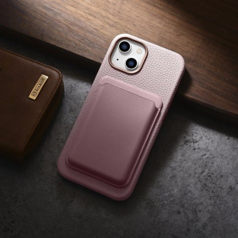 ICarer Litchi Premium Leather Case skórzane etui iPhone 14 Plus magnetyczne z MagSafe różowy (WMI14220711-PK) ICarer Litchi Premium Leather Case skórzane etui iPhone 14 Plus magnetyczne z MagSafe różowy (WMI14220711-PK)