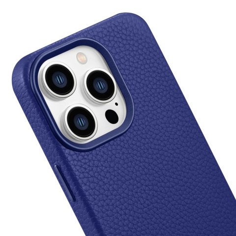 ICarer Litchi Premium Leather Case skórzane etui iPhone 14 Pro Max magnetyczne z MagSafe ciemnoniebieski (WMI14220712-DB)
