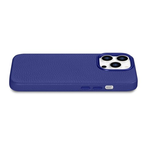 ICarer Litchi Premium Leather Case skórzane etui iPhone 14 Pro Max magnetyczne z MagSafe ciemnoniebieski (WMI14220712-DB)