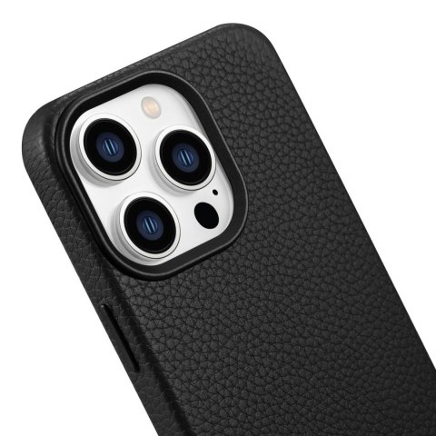 ICarer Litchi Premium Leather Case skórzane etui iPhone 14 Pro Max magnetyczne z MagSafe czarny (WMI14220712-BK)