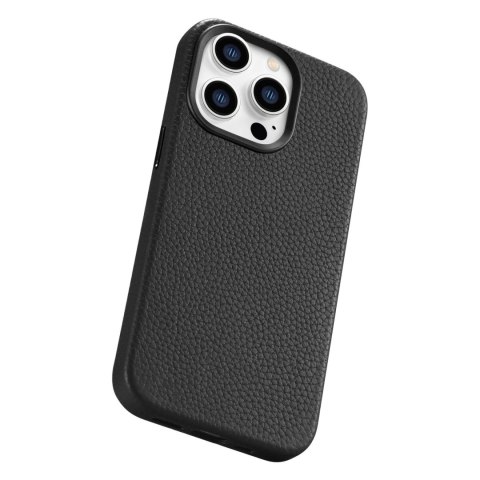ICarer Litchi Premium Leather Case skórzane etui iPhone 14 Pro Max magnetyczne z MagSafe czarny (WMI14220712-BK)