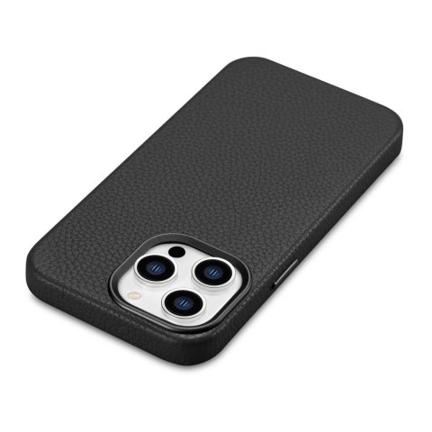 ICarer Litchi Premium Leather Case skórzane etui iPhone 14 Pro magnetyczne z MagSafe czarny (WMI14220710-BK)