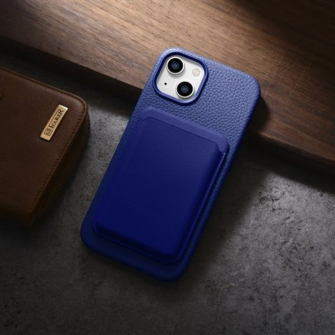 ICarer Litchi Premium Leather Case skórzane etui iPhone 14 magnetyczne z MagSafe ciemnoniebieski (WMI14220709-DB) ICarer Litchi Premium Leather Case skórzane etui iPhone 14 magnetyczne z MagSafe ciemnoniebieski (WMI14220709-DB)