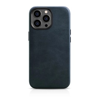 ICarer Oil Wax Premium Leather Case skórzane etui iPhone 14 Pro magnetyczne z MagSafe ciemnoniebieski (WMI14220702-BU)