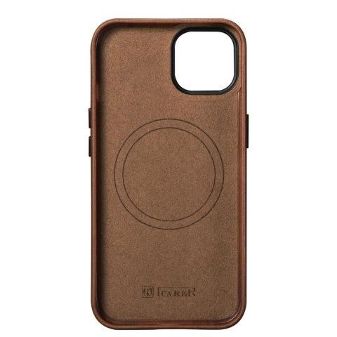 ICarer Oil Wax Premium Leather Case skórzane etui iPhone 14 magnetyczne z MagSafe brązowy (WMI14220701-RB) ICarer Oil Wax Premium Leather Case skórzane etui iPhone 14 magnetyczne z MagSafe brązowy (WMI14220701-RB)