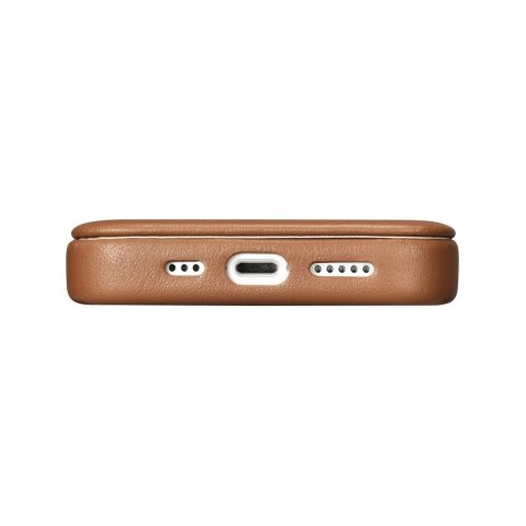 ICarer CE Premium Leather Folio Case skórzane etui iPhone 14 Plus z klapką magnetyczne MagSafe brązowy (WMI14220715-BN)