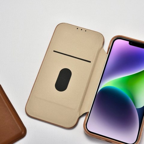 ICarer CE Premium Leather Folio Case skórzane etui iPhone 14 Plus z klapką magnetyczne MagSafe brązowy (WMI14220715-BN)