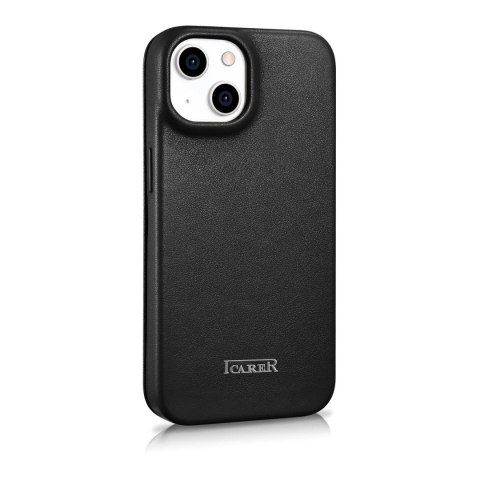 ICarer CE Premium Leather Folio Case skórzane etui iPhone 14 Plus z klapką magnetyczne MagSafe czarny (WMI14220715-BK)