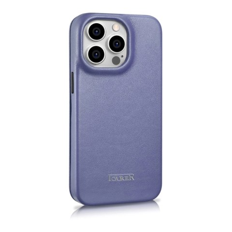 ICarer CE Premium Leather Folio Case skórzane etui iPhone 14 Pro Max z klapką magnetyczne MagSafe jasnofioletowy (WMI14220716-LP