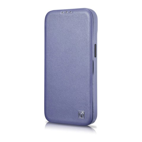 ICarer CE Premium Leather Folio Case skórzane etui iPhone 14 Pro Max z klapką magnetyczne MagSafe jasnofioletowy (WMI14220716-LP