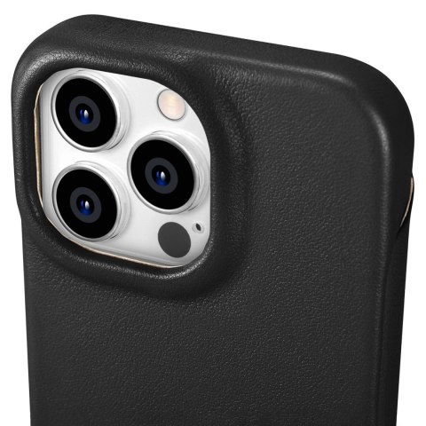 ICarer CE Premium Leather Folio Case skórzane etui iPhone 14 Pro z klapką magnetyczne MagSafe czarny (WMI14220714-BK)