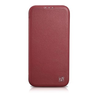 ICarer CE Premium Leather Folio Case skórzane etui iPhone 14 Pro z klapką magnetyczne MagSafe czerwony (WMI14220714-RD)