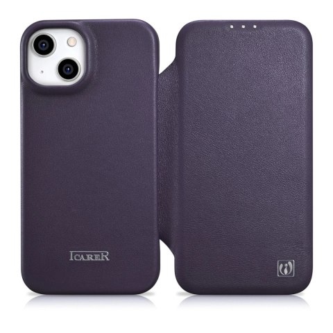 ICarer CE Premium Leather Folio Case skórzane etui iPhone 14 z klapką magnetyczne MagSafe ciemnofioletowy (WMI14220713-DP) ICarer CE Premium Leather Folio Case skórzane etui iPhone 14 z klapką magnetyczne MagSafe ciemnofioletowy (WMI14220713-DP)
