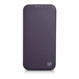 ICarer CE Premium Leather Folio Case skórzane etui iPhone 14 z klapką magnetyczne MagSafe ciemnofioletowy (WMI14220713-DP)