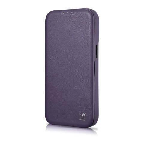 ICarer CE Premium Leather Folio Case skórzane etui iPhone 14 z klapką magnetyczne MagSafe ciemnofioletowy (WMI14220713-DP) ICarer CE Premium Leather Folio Case skórzane etui iPhone 14 z klapką magnetyczne MagSafe ciemnofioletowy (WMI14220713-DP)