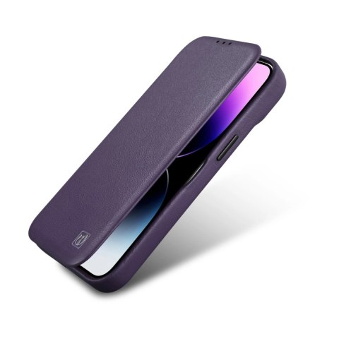 ICarer CE Premium Leather Folio Case skórzane etui iPhone 14 z klapką magnetyczne MagSafe ciemnofioletowy (WMI14220713-DP) ICarer CE Premium Leather Folio Case skórzane etui iPhone 14 z klapką magnetyczne MagSafe ciemnofioletowy (WMI14220713-DP)