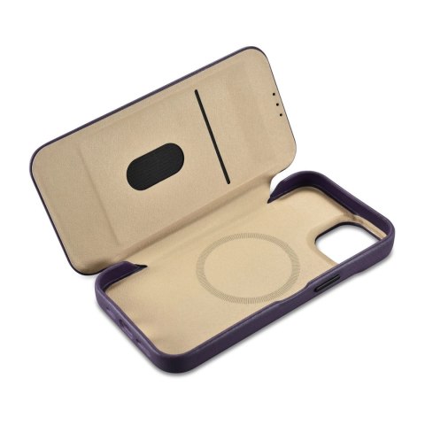 ICarer CE Premium Leather Folio Case skórzane etui iPhone 14 z klapką magnetyczne MagSafe ciemnofioletowy (WMI14220713-DP) ICarer CE Premium Leather Folio Case skórzane etui iPhone 14 z klapką magnetyczne MagSafe ciemnofioletowy (WMI14220713-DP)