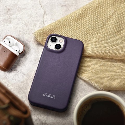 ICarer CE Premium Leather Folio Case skórzane etui iPhone 14 z klapką magnetyczne MagSafe ciemnofioletowy (WMI14220713-DP) ICarer CE Premium Leather Folio Case skórzane etui iPhone 14 z klapką magnetyczne MagSafe ciemnofioletowy (WMI14220713-DP)