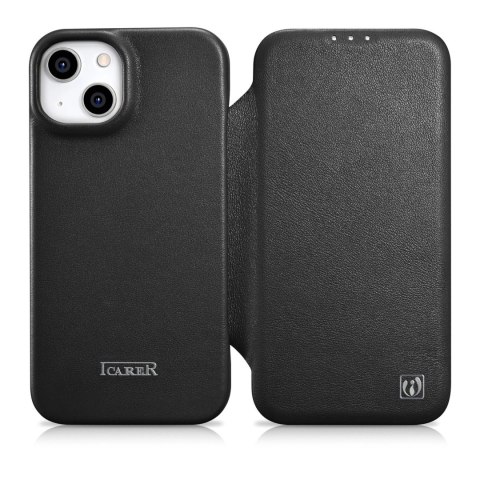ICarer CE Premium Leather Folio Case skórzane etui iPhone 14 z klapką magnetyczne MagSafe czarny (WMI14220713-BK) ICarer CE Premium Leather Folio Case skórzane etui iPhone 14 z klapką magnetyczne MagSafe czarny (WMI14220713-BK)