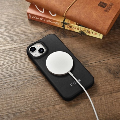 ICarer CE Premium Leather Folio Case skórzane etui iPhone 14 z klapką magnetyczne MagSafe czarny (WMI14220713-BK) ICarer CE Premium Leather Folio Case skórzane etui iPhone 14 z klapką magnetyczne MagSafe czarny (WMI14220713-BK)