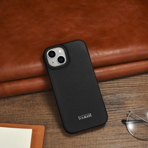 ICarer CE Premium Leather Folio Case skórzane etui iPhone 14 z klapką magnetyczne MagSafe czarny (WMI14220713-BK) ICarer CE Premium Leather Folio Case skórzane etui iPhone 14 z klapką magnetyczne MagSafe czarny (WMI14220713-BK)