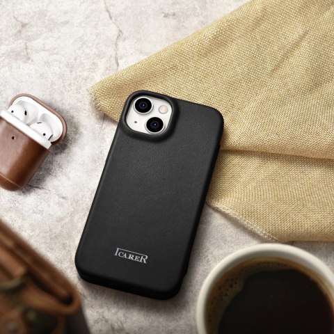 ICarer CE Premium Leather Folio Case skórzane etui iPhone 14 z klapką magnetyczne MagSafe czarny (WMI14220713-BK) ICarer CE Premium Leather Folio Case skórzane etui iPhone 14 z klapką magnetyczne MagSafe czarny (WMI14220713-BK)