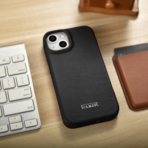 ICarer CE Premium Leather Folio Case skórzane etui iPhone 14 z klapką magnetyczne MagSafe czarny (WMI14220713-BK) ICarer CE Premium Leather Folio Case skórzane etui iPhone 14 z klapką magnetyczne MagSafe czarny (WMI14220713-BK)