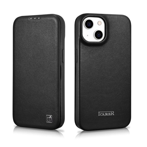 ICarer CE Premium Leather Folio Case skórzane etui iPhone 14 z klapką magnetyczne MagSafe czarny (WMI14220713-BK) ICarer CE Premium Leather Folio Case skórzane etui iPhone 14 z klapką magnetyczne MagSafe czarny (WMI14220713-BK)