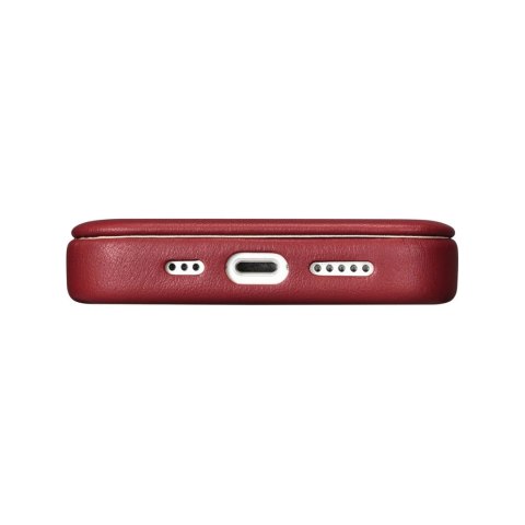 ICarer CE Premium Leather Folio Case skórzane etui iPhone 14 z klapką magnetyczne MagSafe czerwony (WMI14220713-RD)