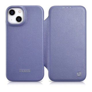 ICarer CE Premium Leather Folio Case skórzane etui iPhone 14 z klapką magnetyczne MagSafe jasnofioletowy (WMI14220713-LP)
