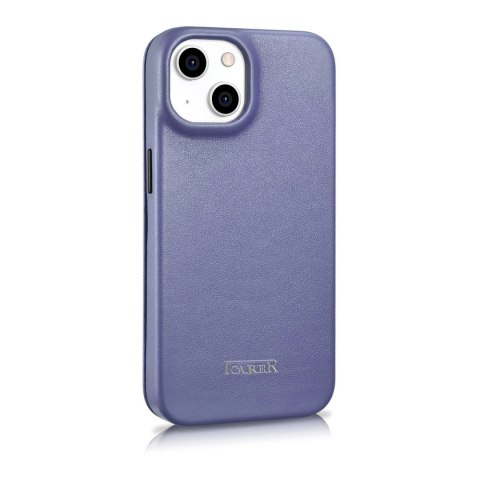 ICarer CE Premium Leather Folio Case skórzane etui iPhone 14 z klapką magnetyczne MagSafe jasnofioletowy (WMI14220713-LP)