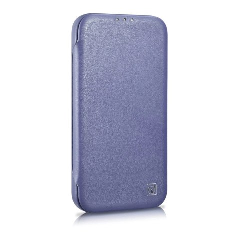 ICarer CE Premium Leather Folio Case skórzane etui iPhone 14 z klapką magnetyczne MagSafe jasnofioletowy (WMI14220713-LP)