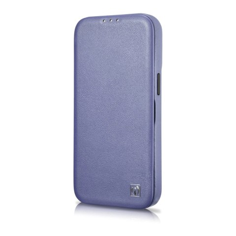 ICarer CE Premium Leather Folio Case skórzane etui iPhone 14 z klapką magnetyczne MagSafe jasnofioletowy (WMI14220713-LP)