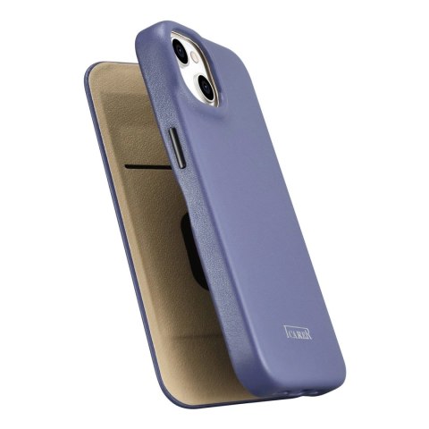 ICarer CE Premium Leather Folio Case skórzane etui iPhone 14 z klapką magnetyczne MagSafe jasnofioletowy (WMI14220713-LP)