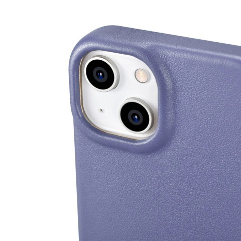 ICarer CE Premium Leather Folio Case skórzane etui iPhone 14 z klapką magnetyczne MagSafe jasnofioletowy (WMI14220713-LP)
