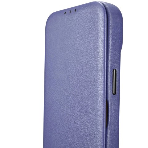 ICarer CE Premium Leather Folio Case skórzane etui iPhone 14 z klapką magnetyczne MagSafe jasnofioletowy (WMI14220713-LP)