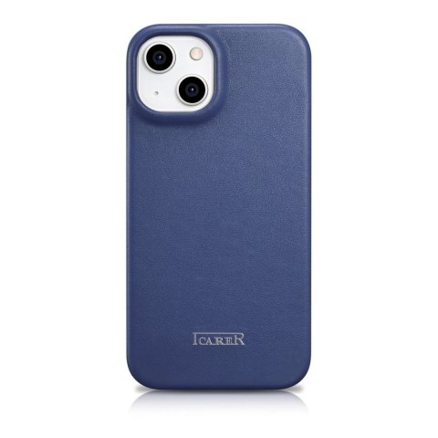 ICarer CE Premium Leather Folio Case skórzane etui iPhone 14 z klapką magnetyczne MagSafe niebieski (WMI14220713-BU)