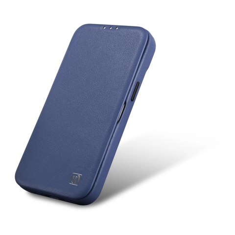 ICarer CE Premium Leather Folio Case skórzane etui iPhone 14 z klapką magnetyczne MagSafe niebieski (WMI14220713-BU)