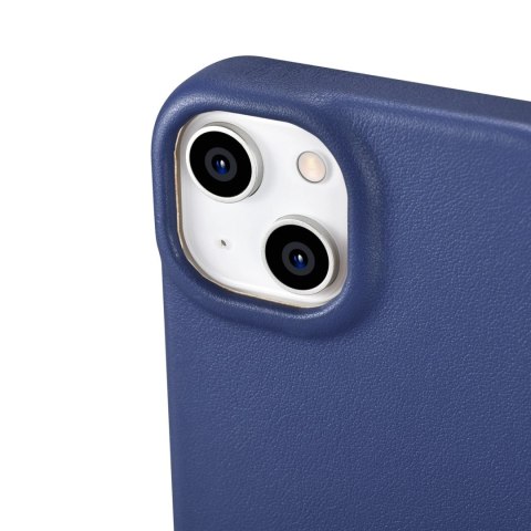 ICarer CE Premium Leather Folio Case skórzane etui iPhone 14 z klapką magnetyczne MagSafe niebieski (WMI14220713-BU)