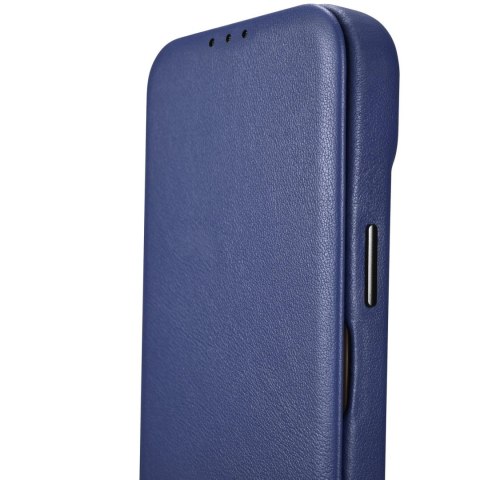 ICarer CE Premium Leather Folio Case skórzane etui iPhone 14 z klapką magnetyczne MagSafe niebieski (WMI14220713-BU)